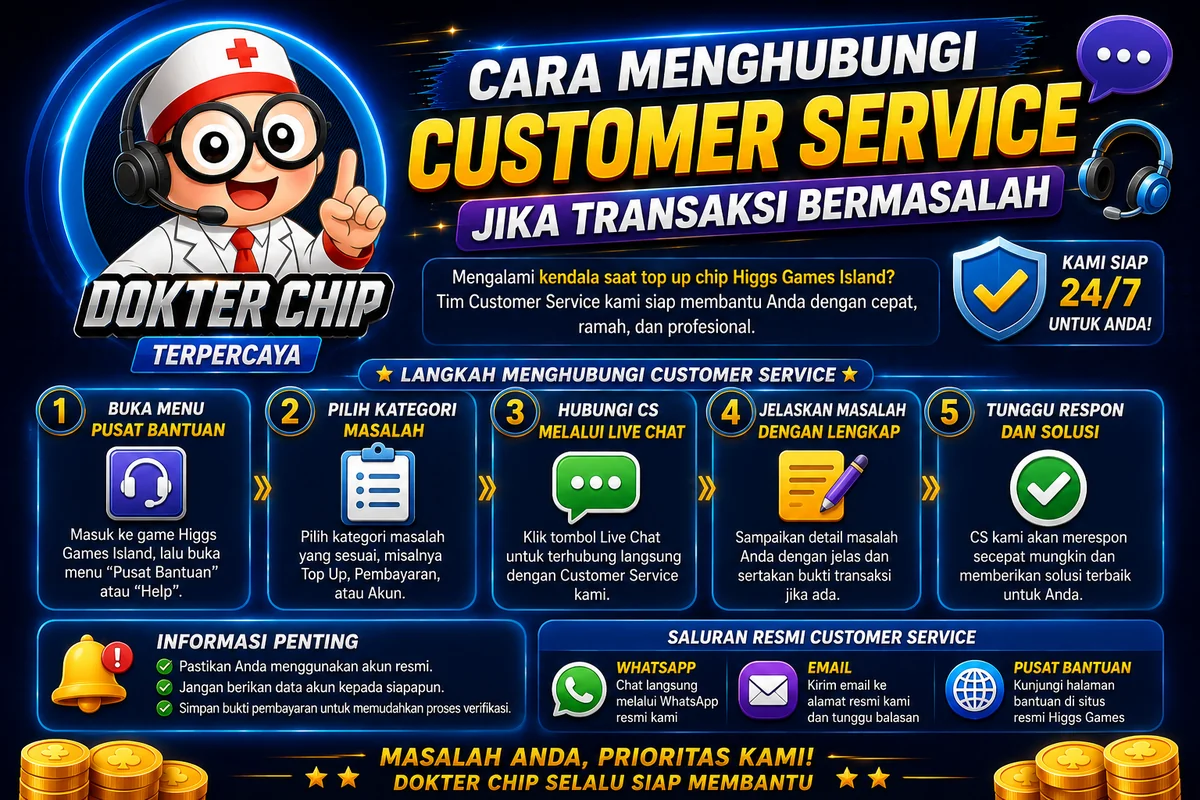 Customer Service Dokter Chip melalui Telegram membantu mengatasi transaksi bermasalah